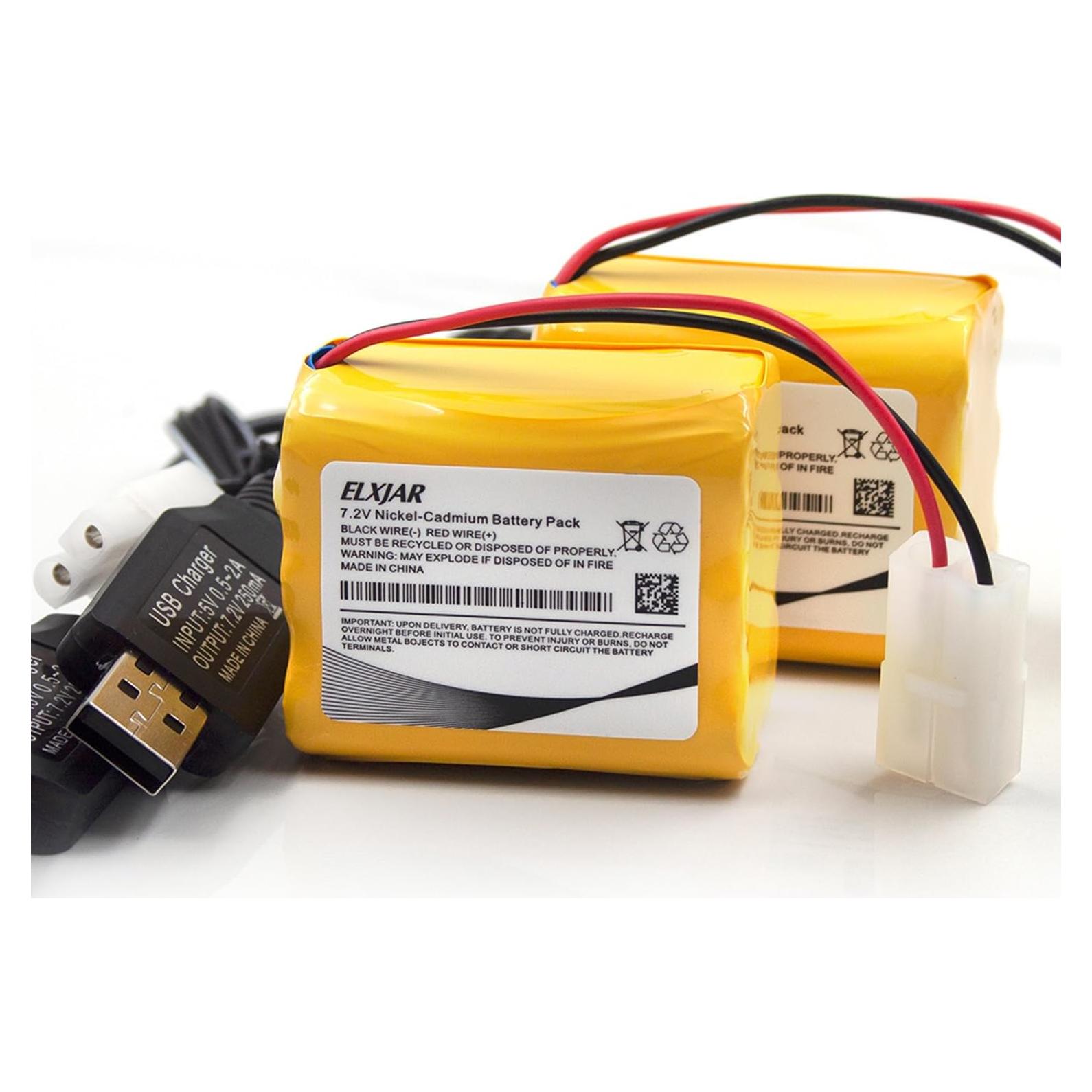Paquete de Batería Recargable NiCd 7.2V 1000mAh Elxjar - 2 Unidades