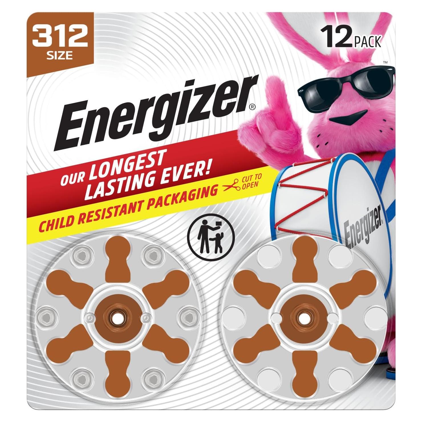 Baterías para Audífonos Energizer 312 Tab Brown - Paquete de 12