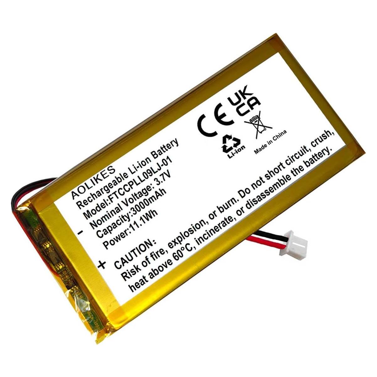 Batería Recargable Li-Po 3000mAh 3.7V AOLIKES para Teclado Redragon