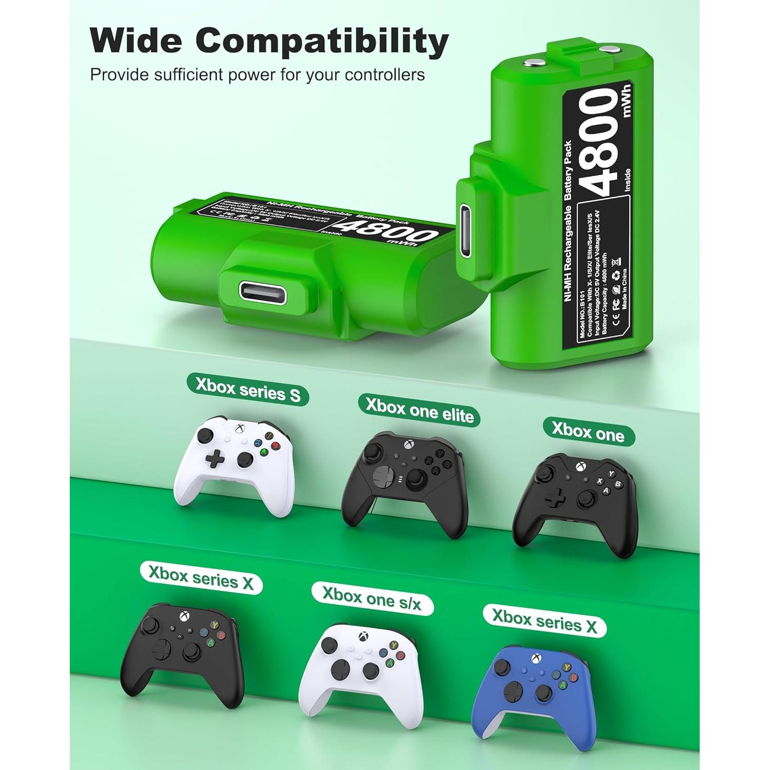 Kit de Batería Recargable Xbox CYOYPPY 2x4800mAh con Cargador USB-C