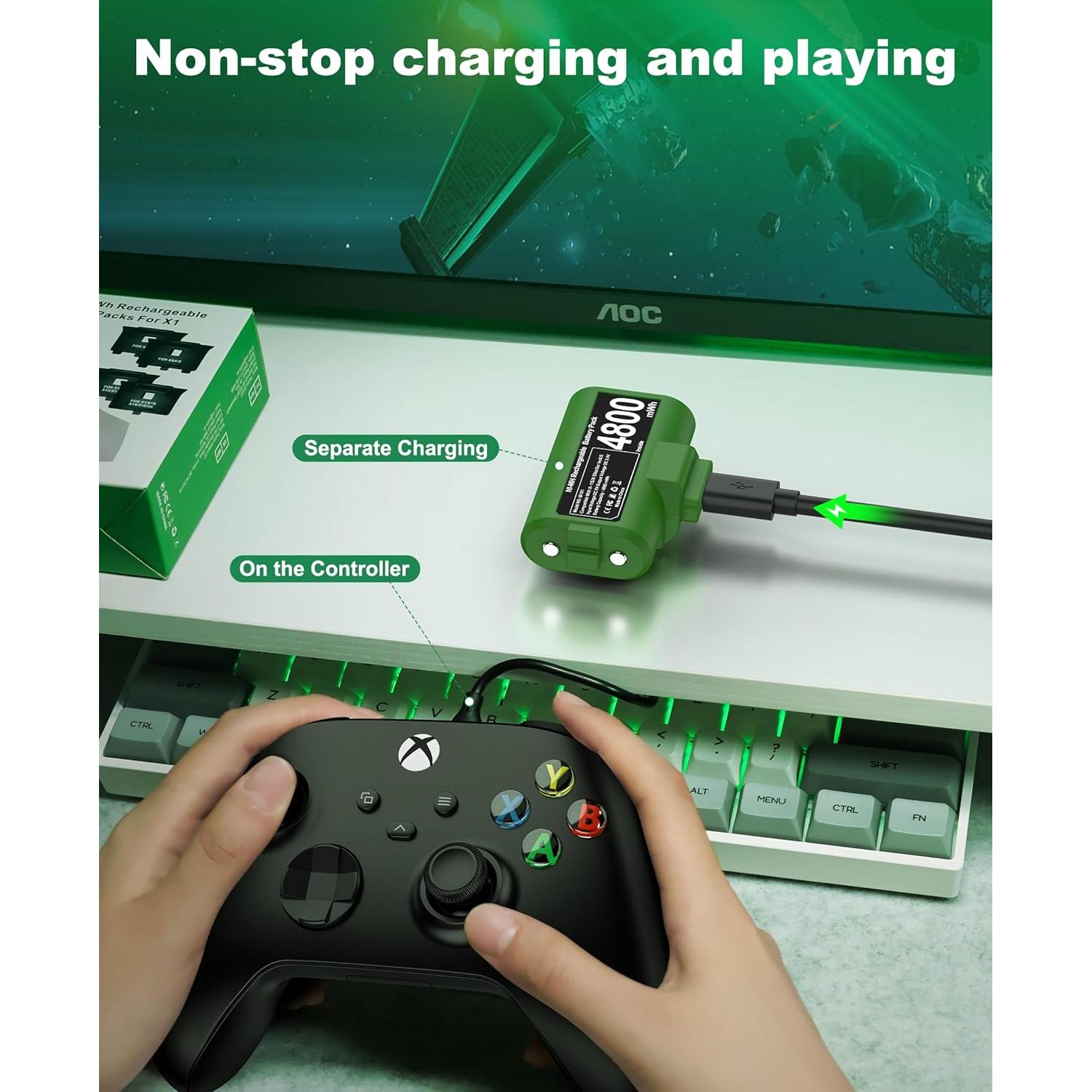 Kit de Batería Recargable Xbox CYOYPPY 2x4800mAh con Cargador USB-C