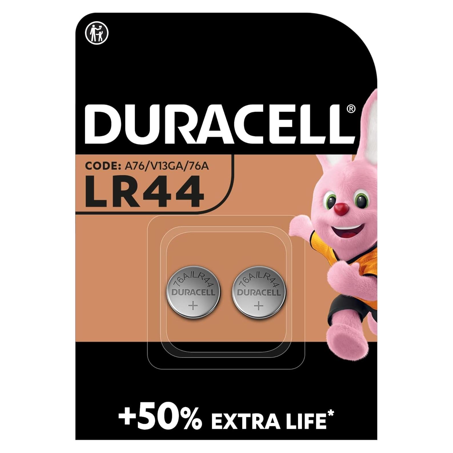 Paquete de 2 Baterías Alcalinas LR44 Duracell 11.34 g