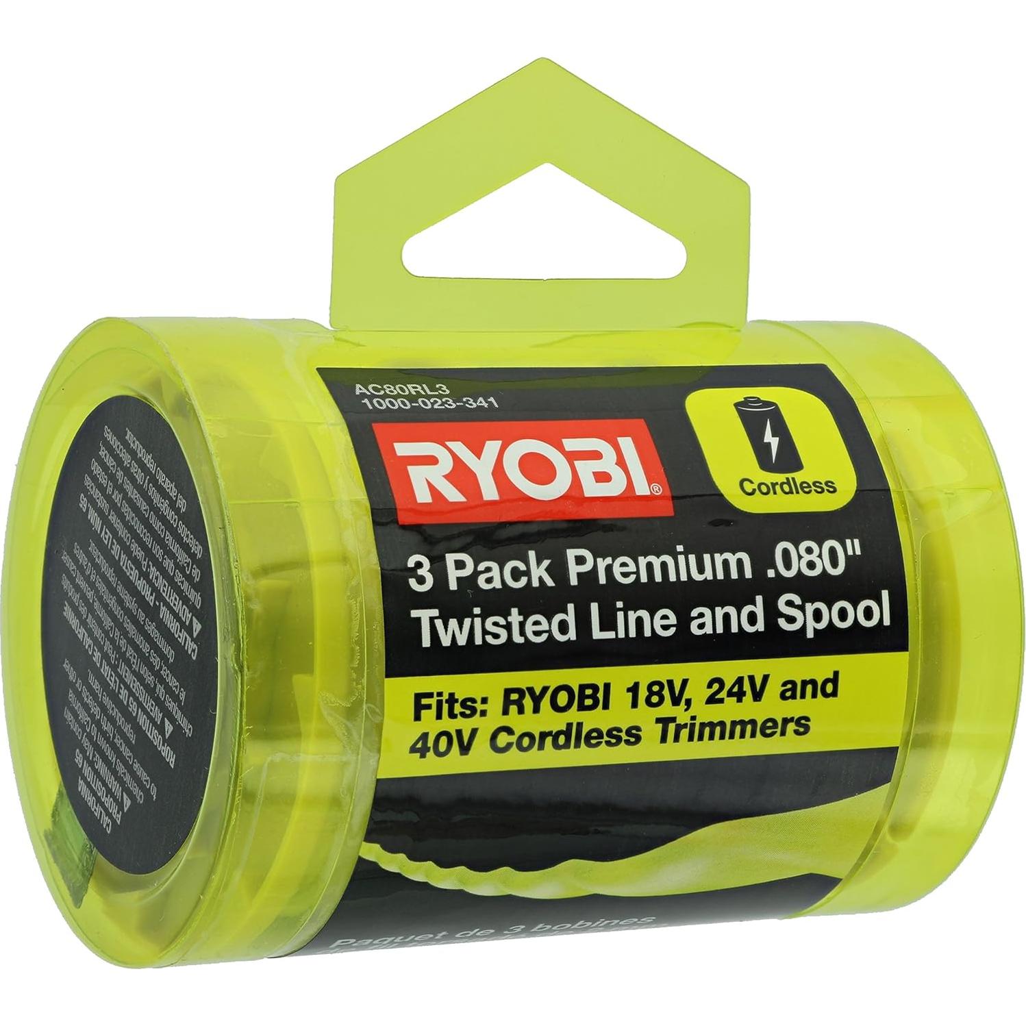 Línea Retorcida Ryobi AC80RL3 para Cortadoras Inalámbricas - 3 Paquetes