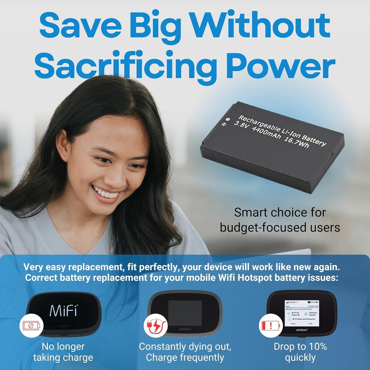 Batería de Reemplazo WirelessFinest para Mifi 8800L 7730L 4400mAh