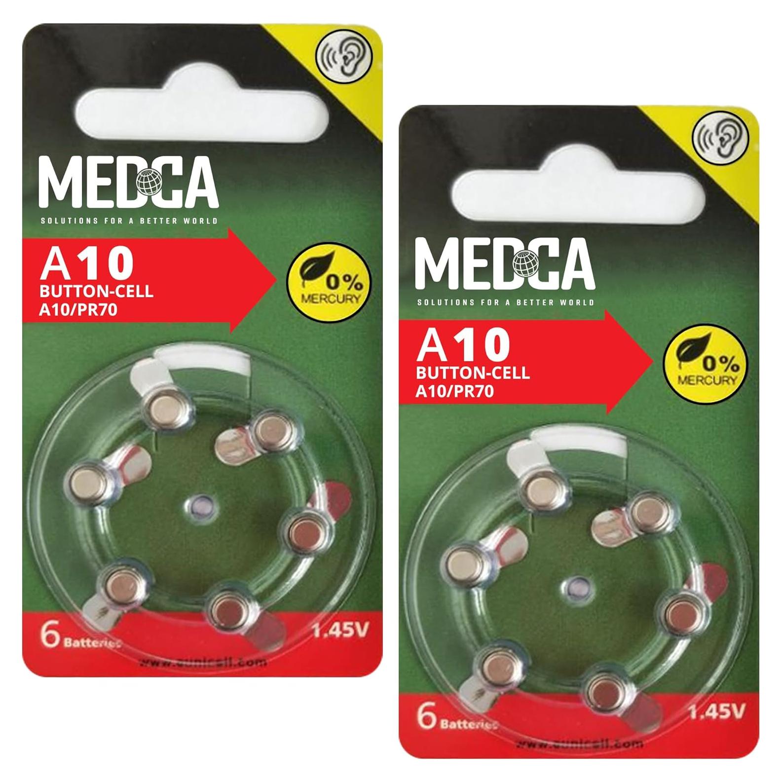 Baterías MEDca A10 - 12 Piezas - 1.45V para Audífonos
