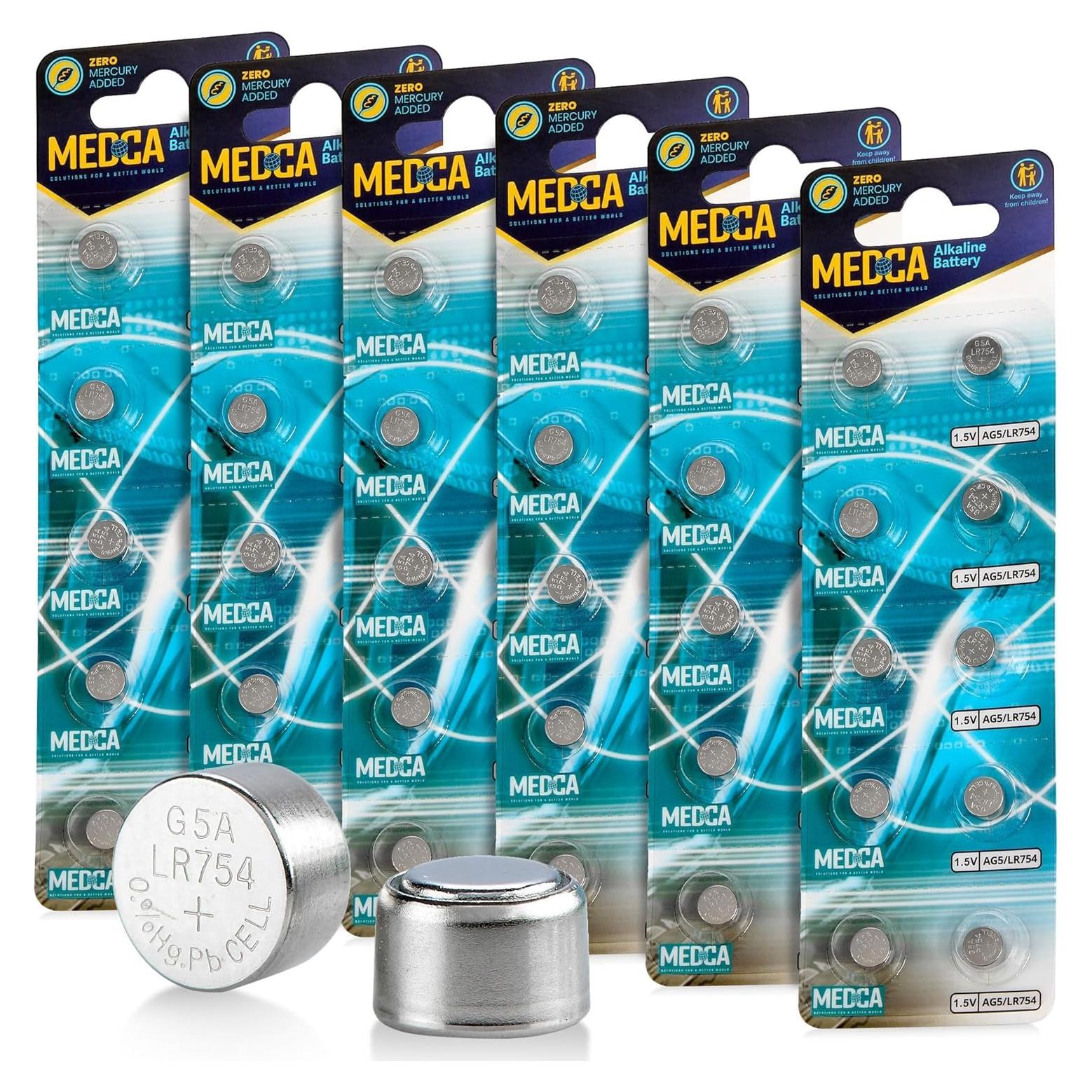 Baterías Alcalinas MEDca AG5 LR754 - Paquete de 60 - 1.5V