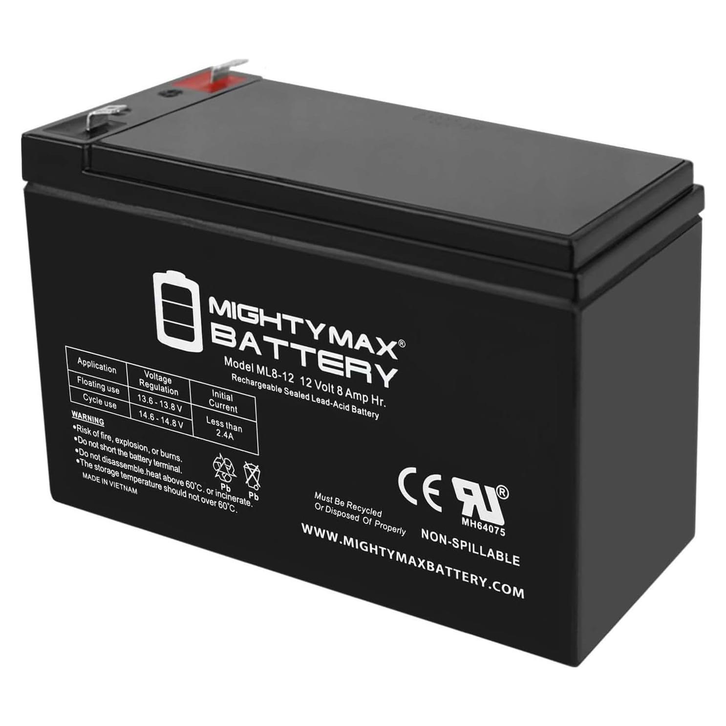 Batería recargable SLA AGM 12V 8AH Mighty Max ML8-12