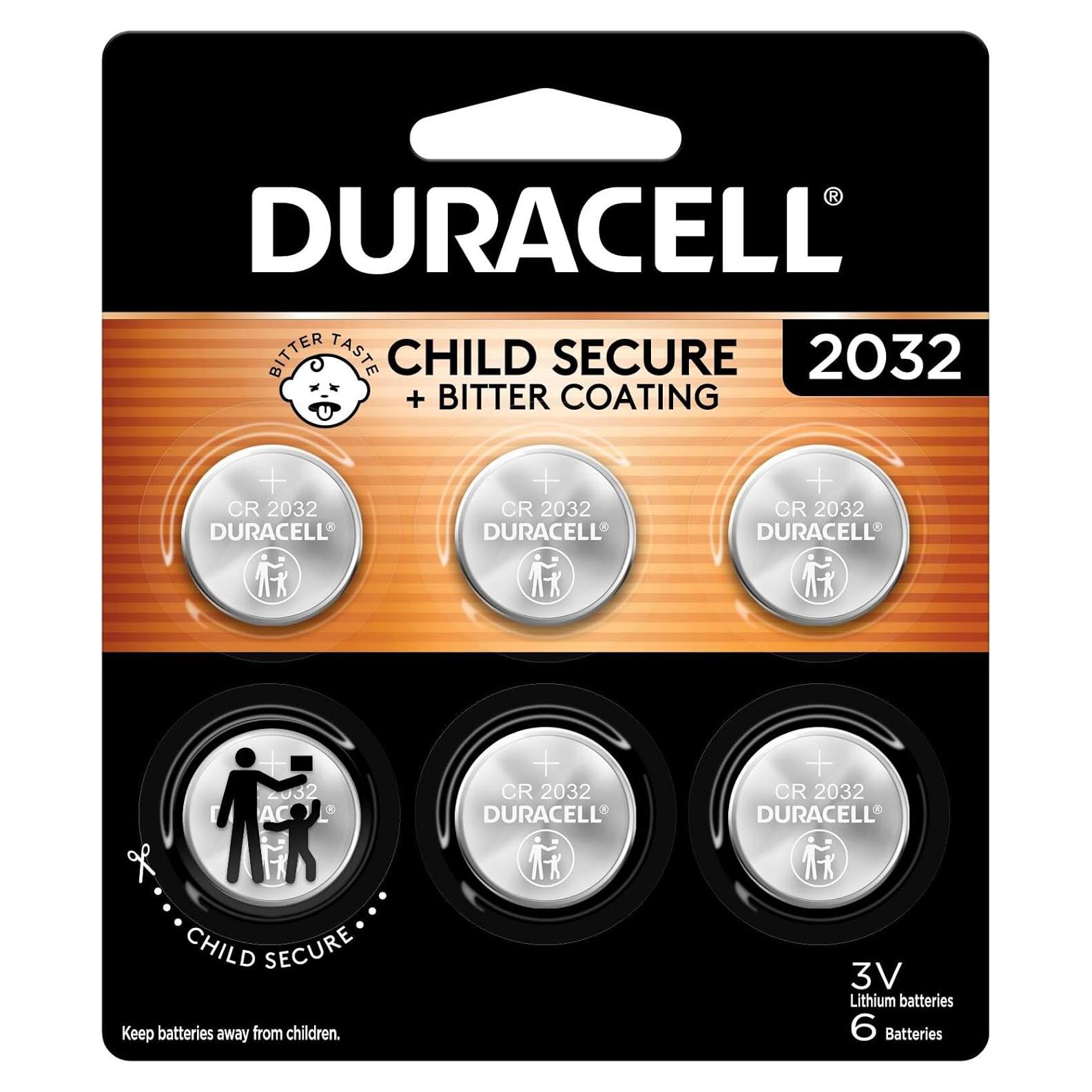Batería de Litio Duracell CR2032 6 Unidades 3V Seguridad Infantil
