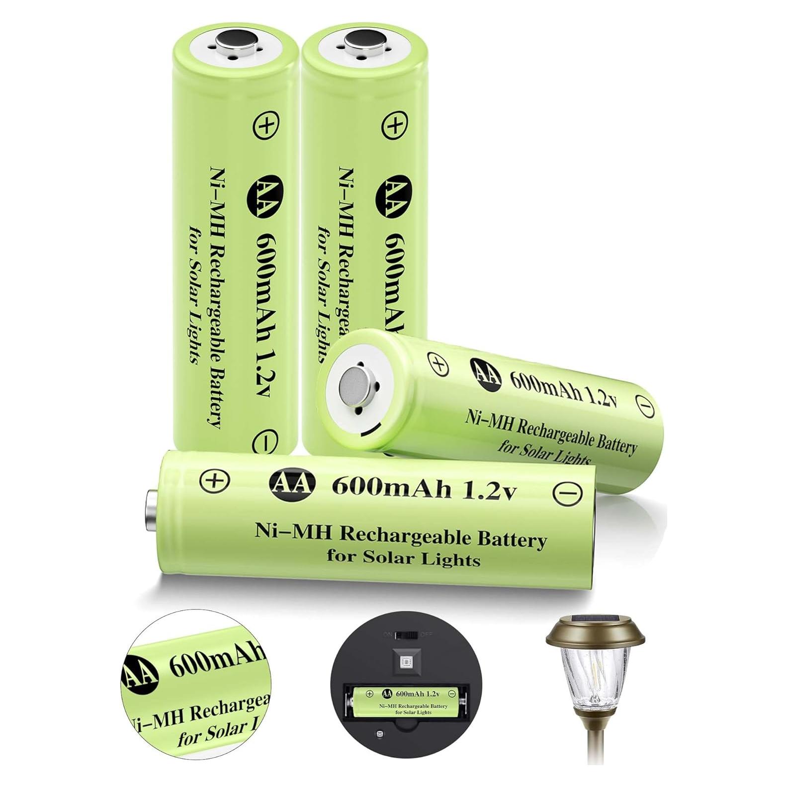 Baterías recargables AA 600mAh JiajaX para luces solares - 4 unidades