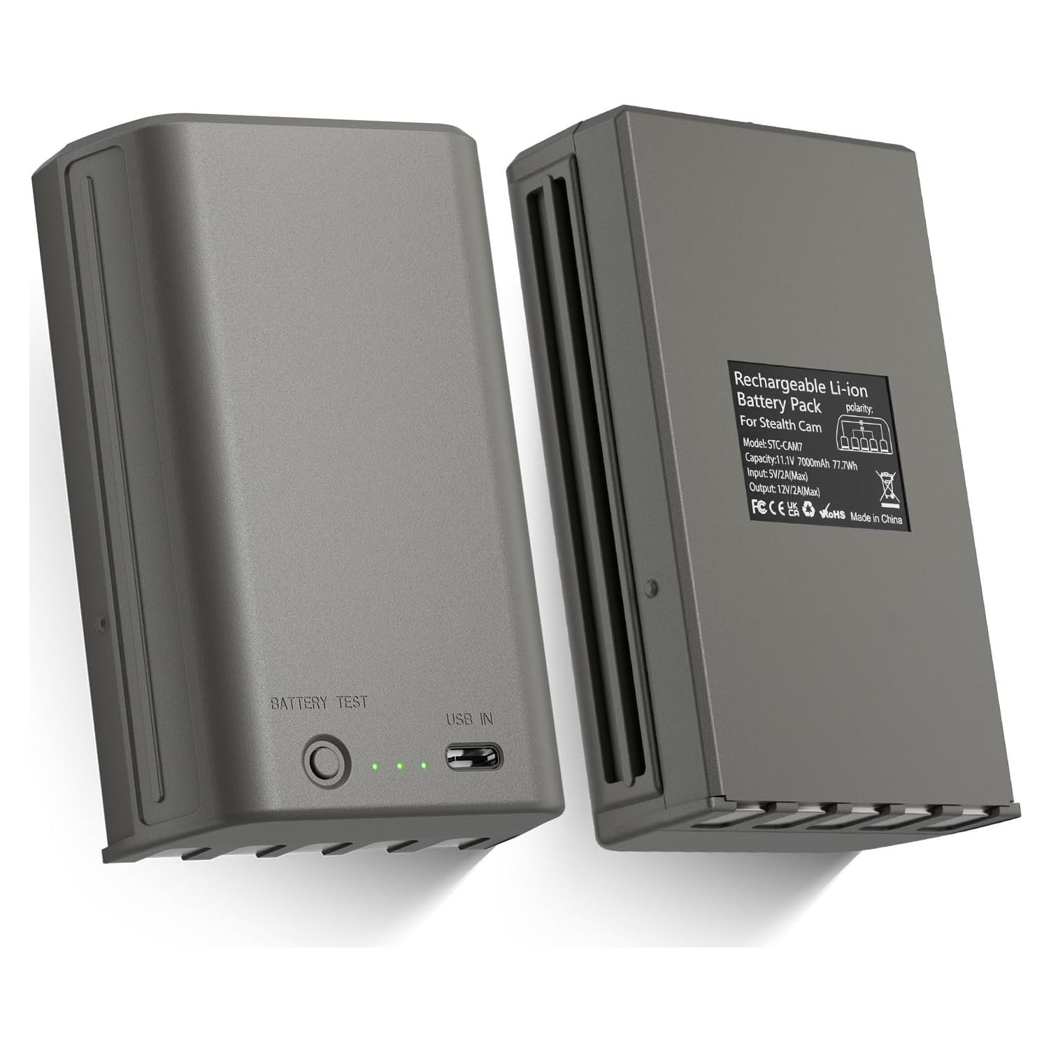 Paquete de 2 Baterías Recargables Litio 11.1V 7000mAh para Cámaras Stealth Cam