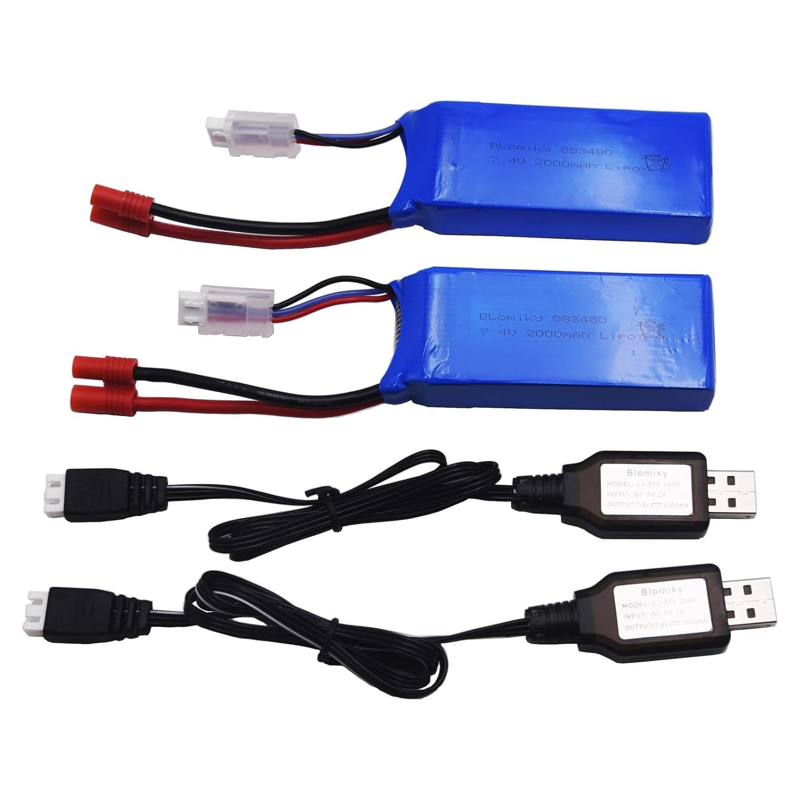 Batería Lipo 7.4V 2000mAh Blomiky 2 Paquetes con Conector Banana