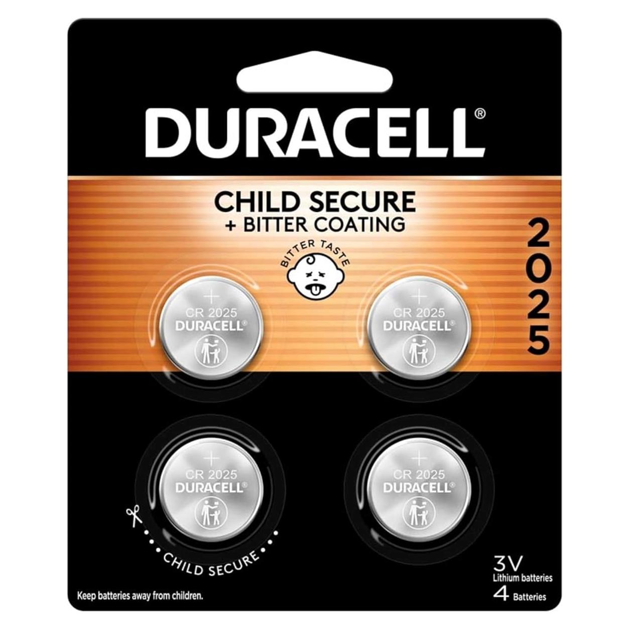 Batería de Litio Duracell CR2025 3V - Paquete de 4 Unidades