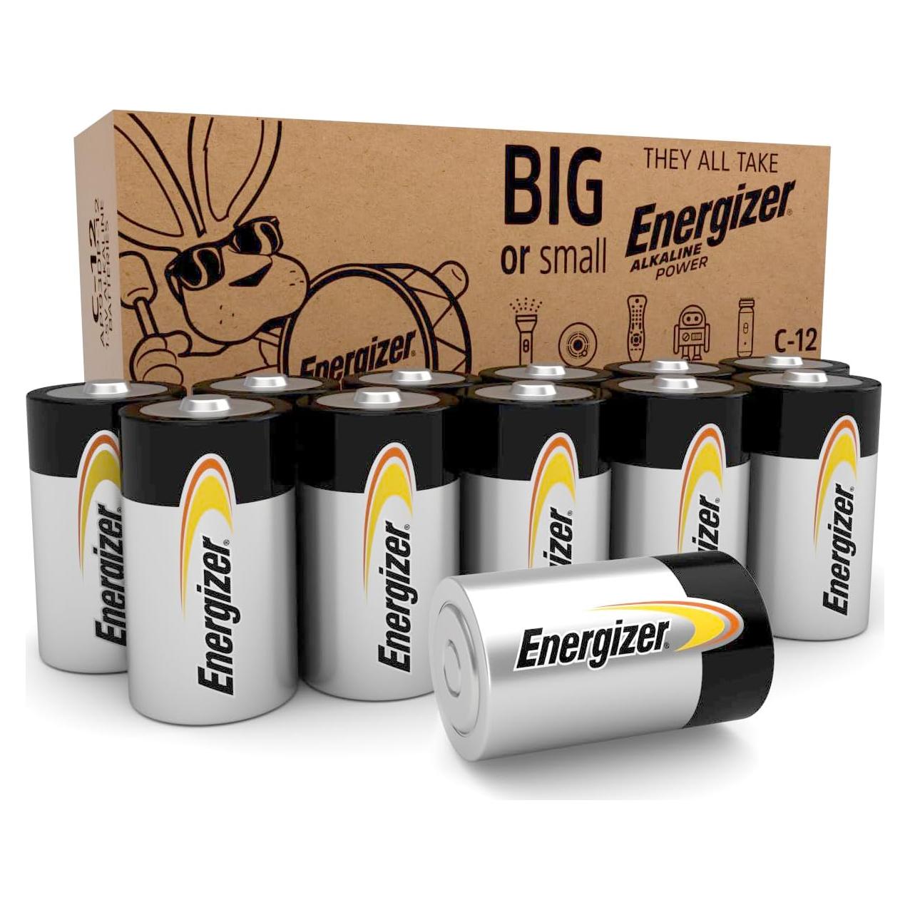 Baterías Alcalinas Energizer C - Paquete de 12 - Larga Duración