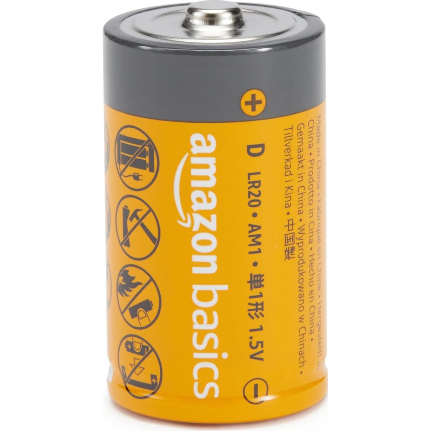 Pilas Alcalinas D Amazon Basics - Paquete de 4, 1.5V, 5 Años