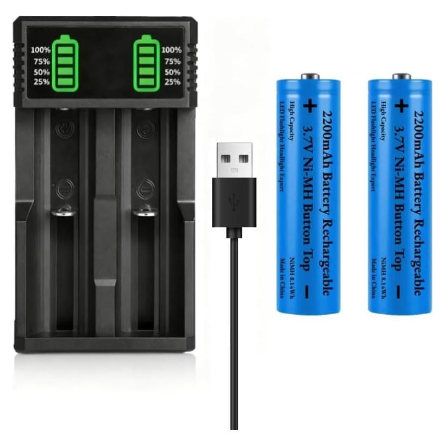 Cargador de Batería Universal 18650 con 2 Baterías 2200mAh