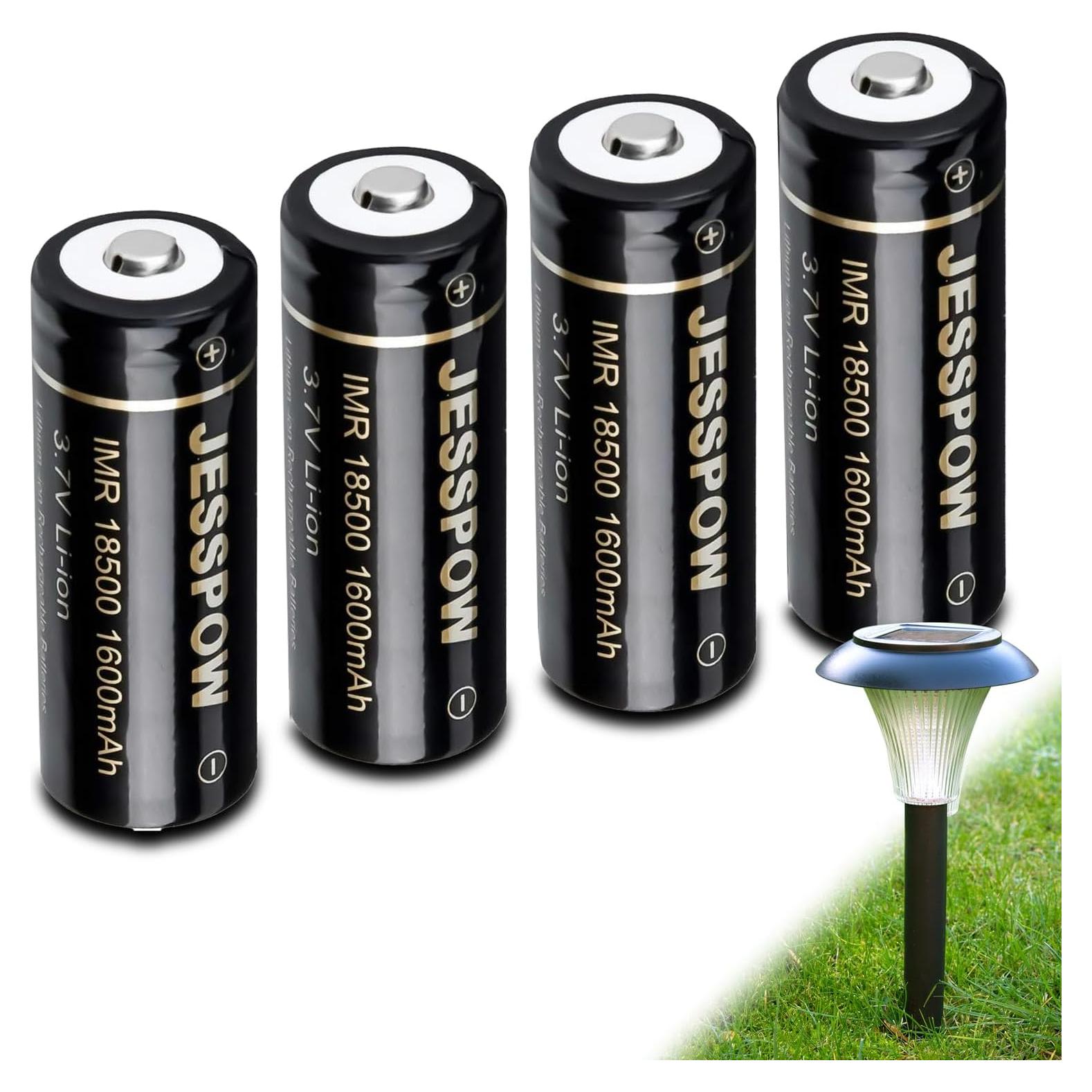 Baterías Recargables JESSPOW 18500 1600mAh 3.7V Botón 4Pack