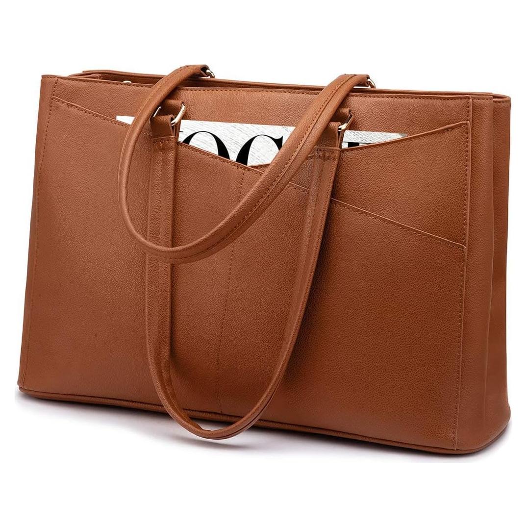 Bolsa Tote LOVEVOOK para Laptop 15.6" Marrón Impermeable