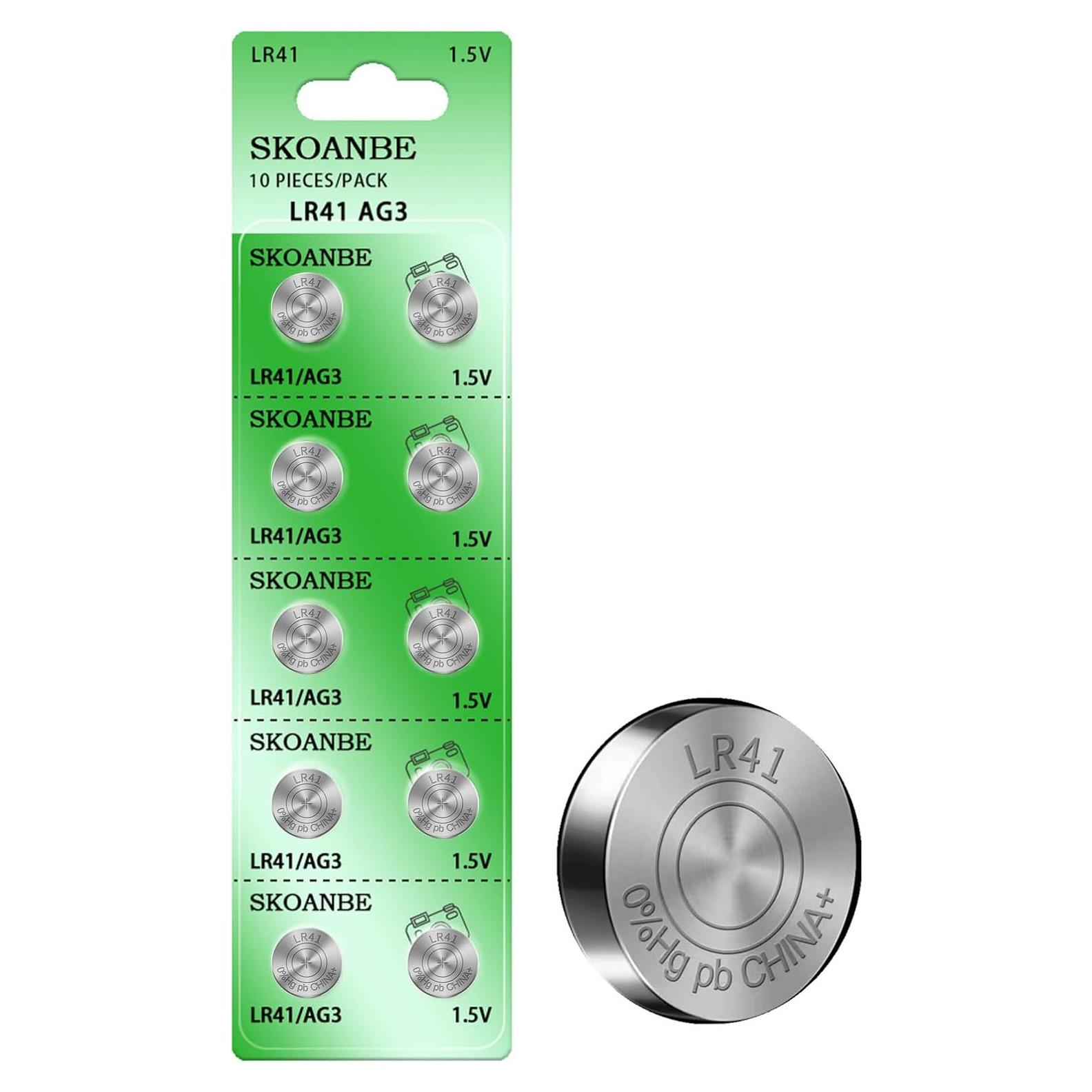 Baterías de Botón SKOANBE LR41 10 Piezas 1.5V Alta Calidad