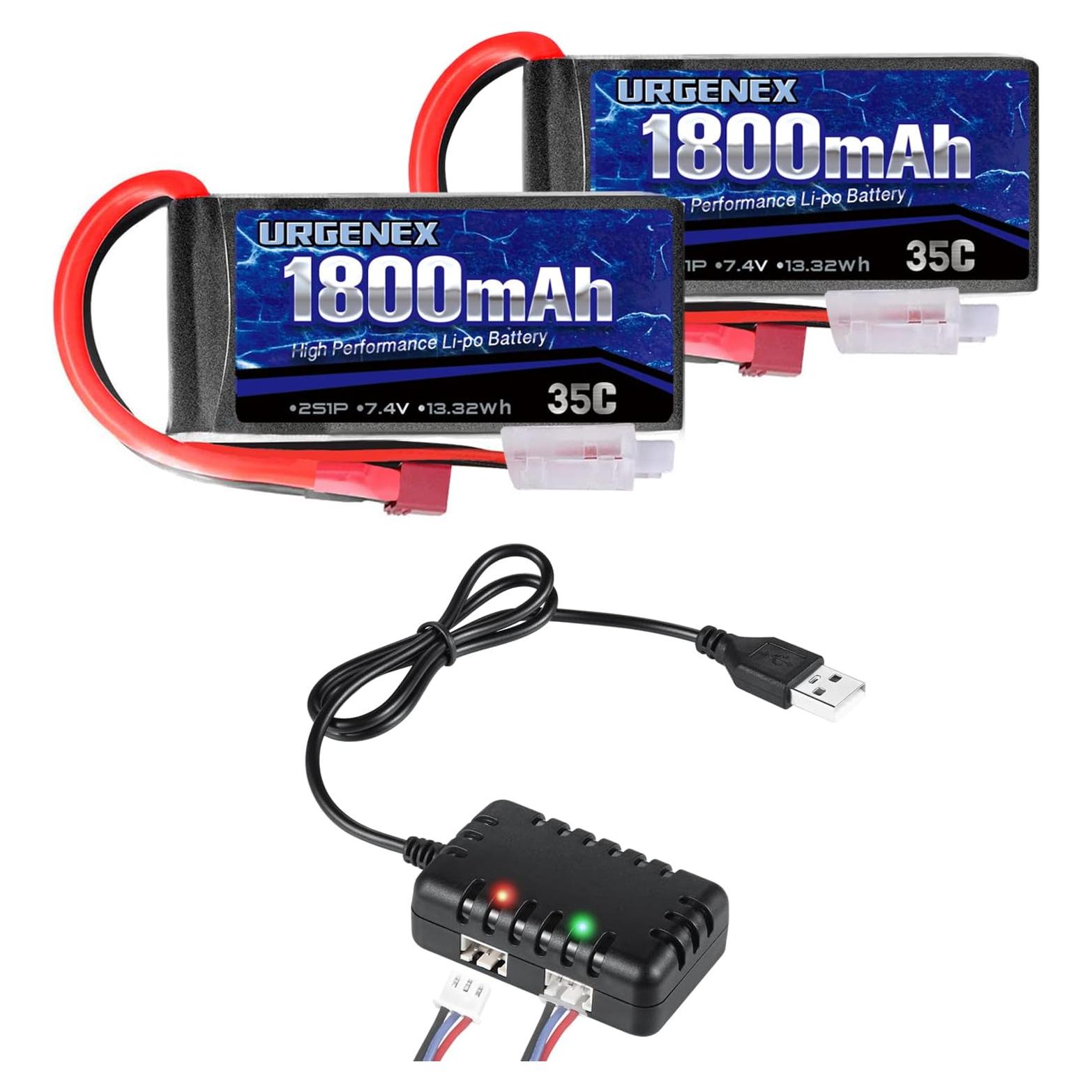 Batería Lipo URGENEX 7.4V 1800mAh 2S 35C para RC