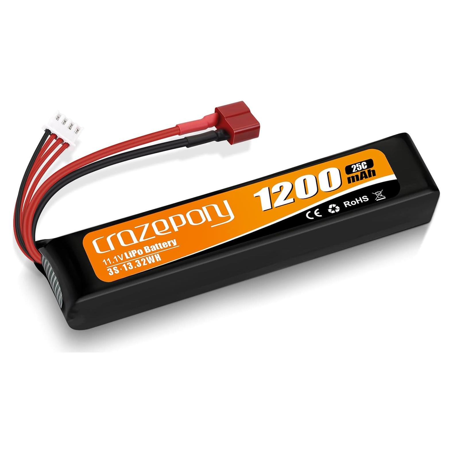 Batería LiPo Airsoft Crazepony 11.1V 1200mAh 25C T-Plug