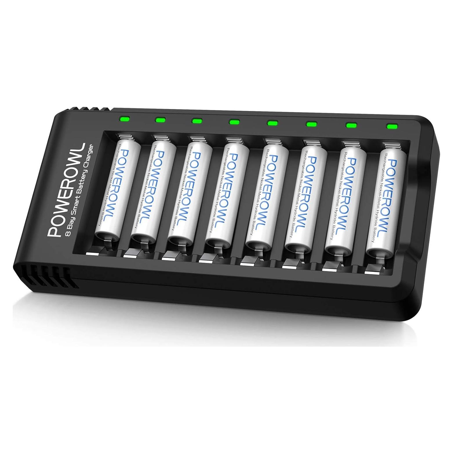 Baterías recargables AAA Powerowl 1000mAh con cargador 8x