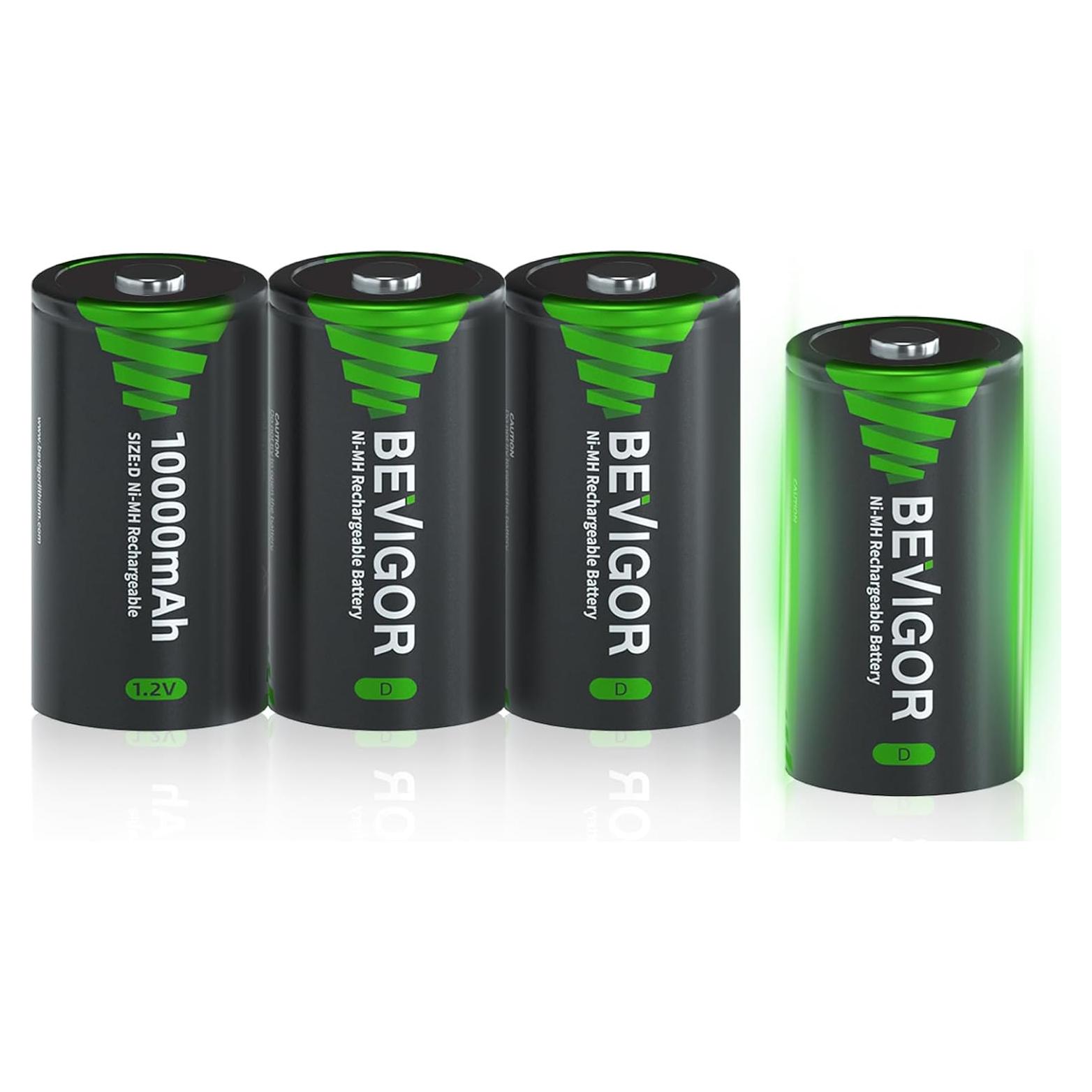 Baterías D Recargables BEVIGOR 10000mAh - Paquete de 4