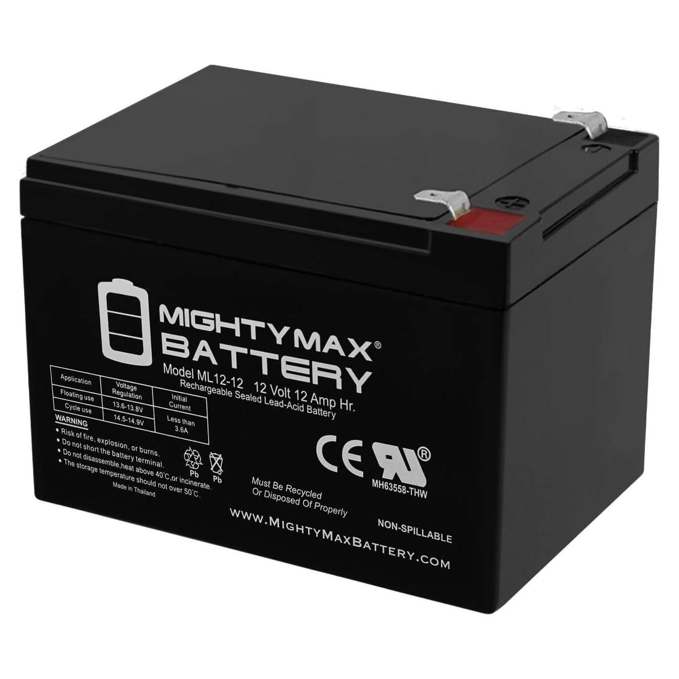 Batería SLA Mighty Max ML12-12F2 12V 12AH Recargable