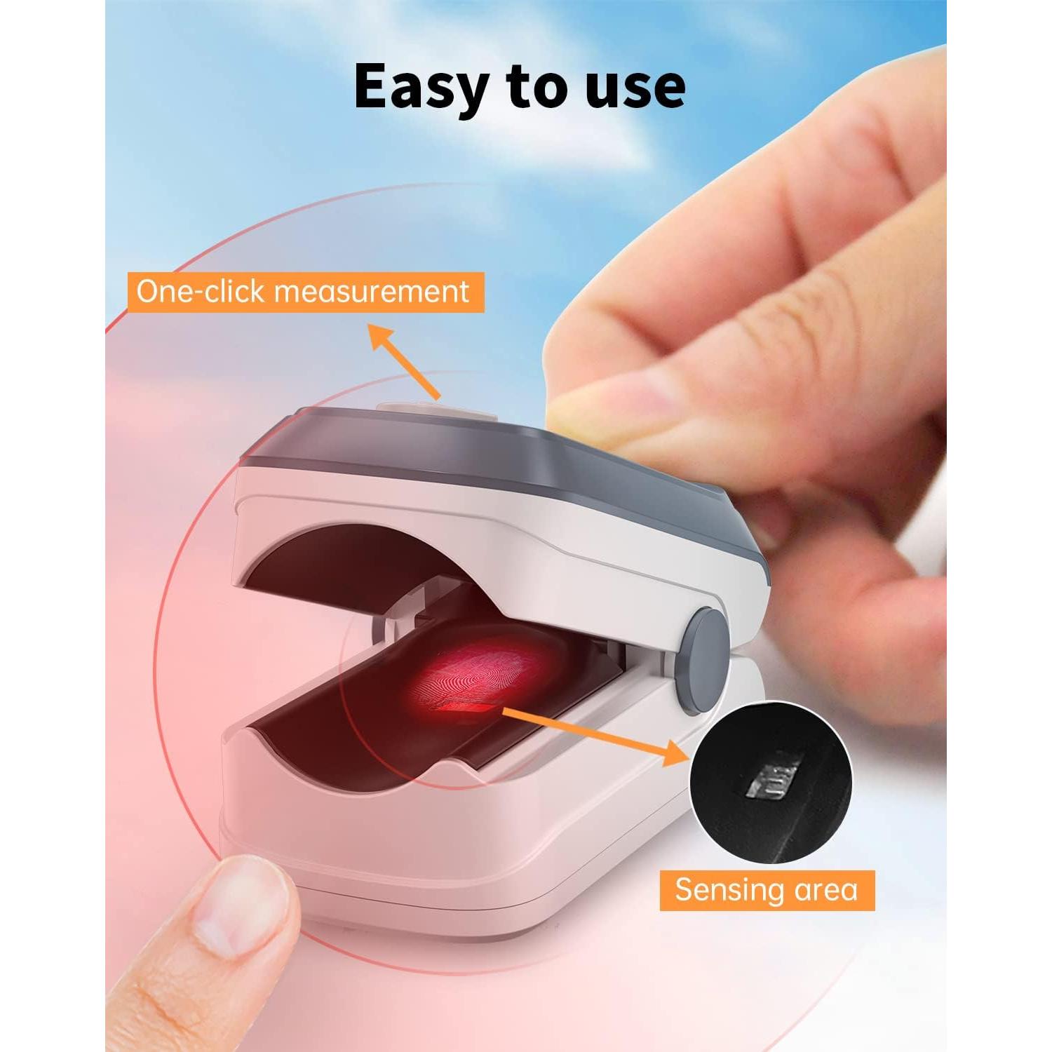 Oxímetro de Pulso HealthTree JKS50B con Pantalla OLED y 2 Pilas AAA