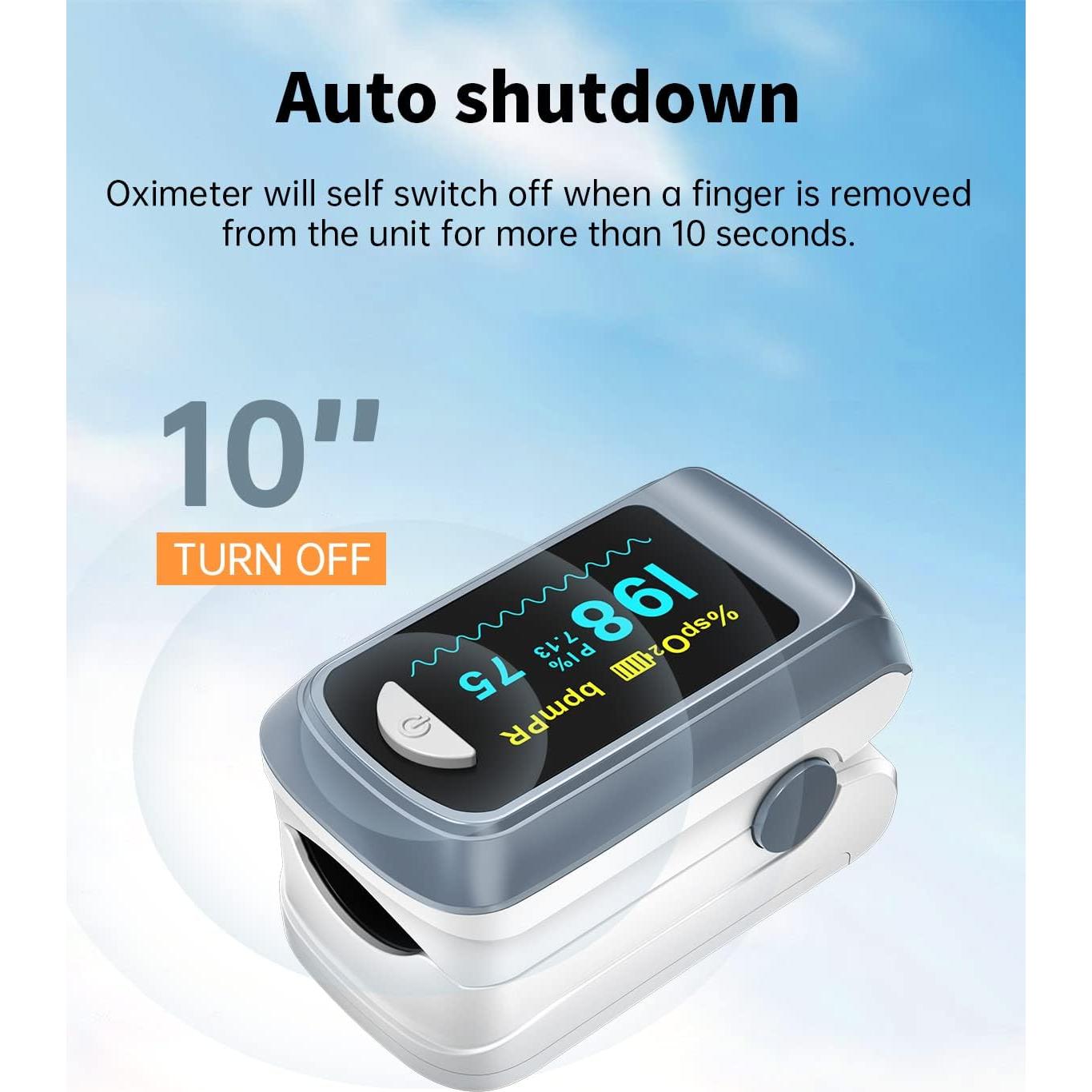 Oxímetro de Pulso HealthTree JKS50B con Pantalla OLED y 2 Pilas AAA