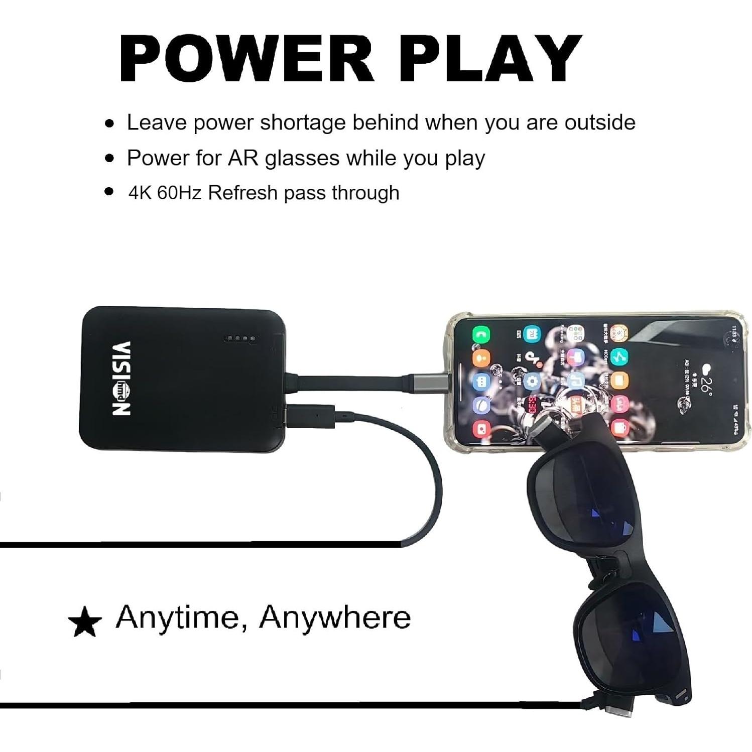 Adaptador USB C a Gafas AR VISIONhmd 5000mAh 4K 60Hz