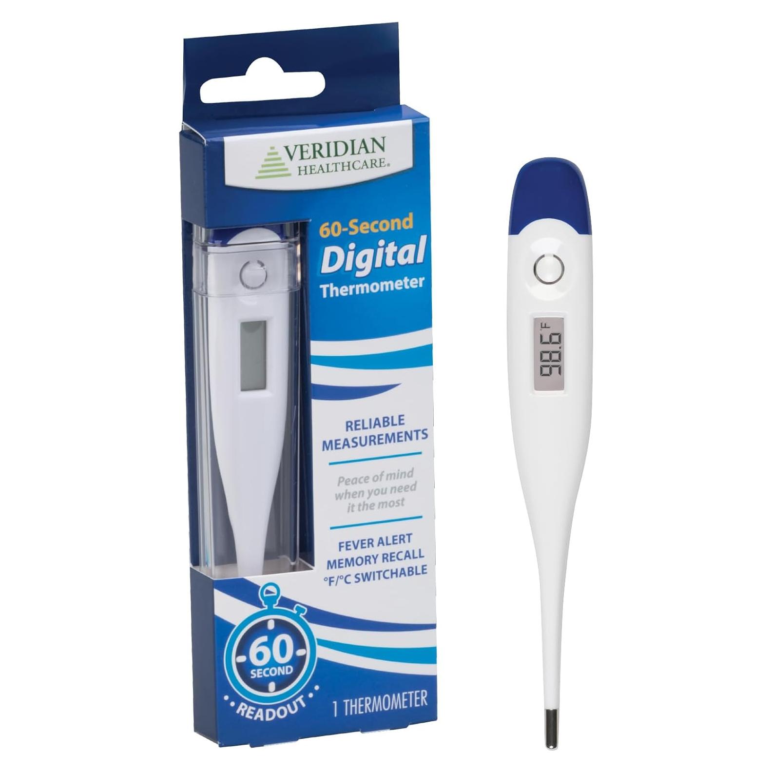 Termómetro Digital Veridian 08-918 | Lectura 60 Segundos | Alerta de Fiebre