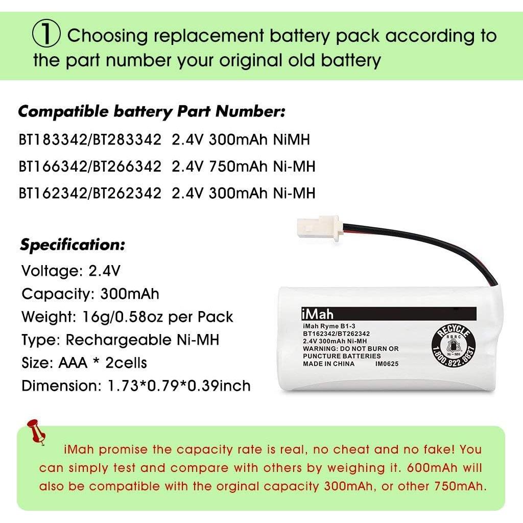 Baterías Inalámbricas iMah BT162342/BT262342 2x300mAh AAA
