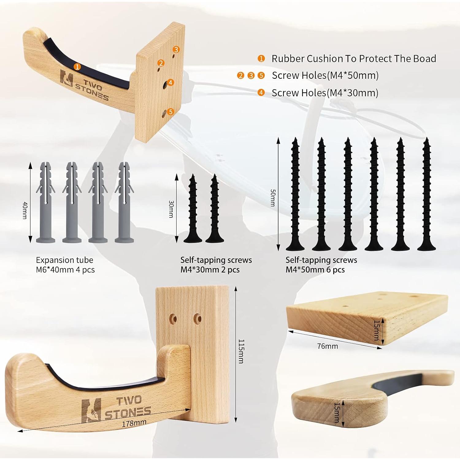Soporte de Madera para Tablas de Surf TWO STONES CJ-OT2101