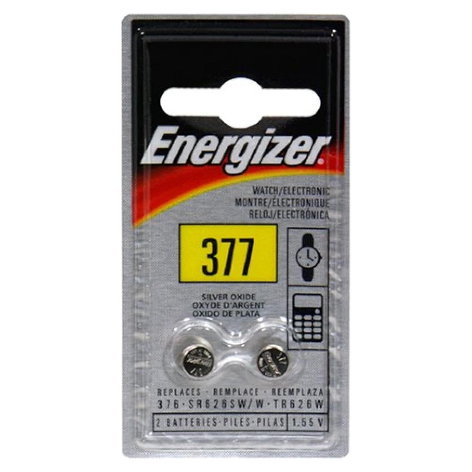Baterías de Reloj Energizer 377 de Óxido de Plata - 2 Unidades