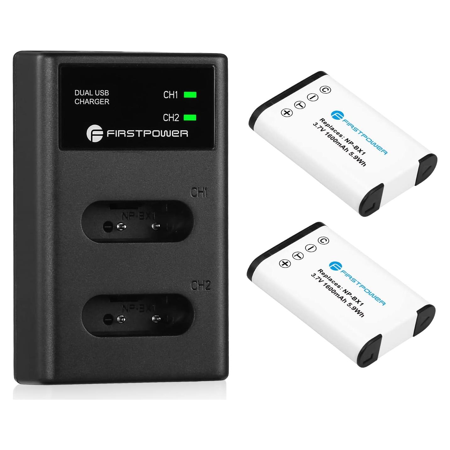 Batería FirstPower NP-BX1 Doble + Cargador USB para Sony