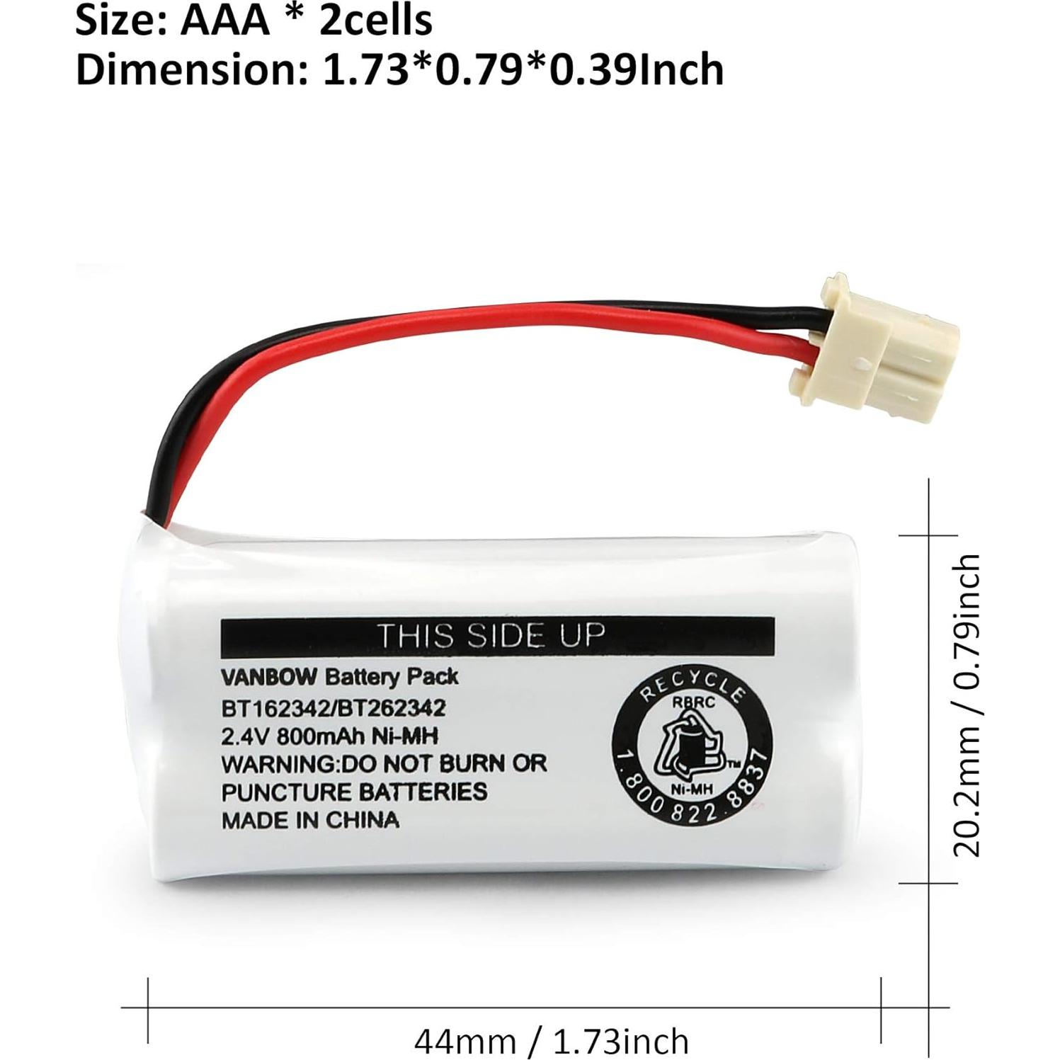 Batería Inalámbrica VANBOW 2.4V 800mAh Ni-MH Paquete 3