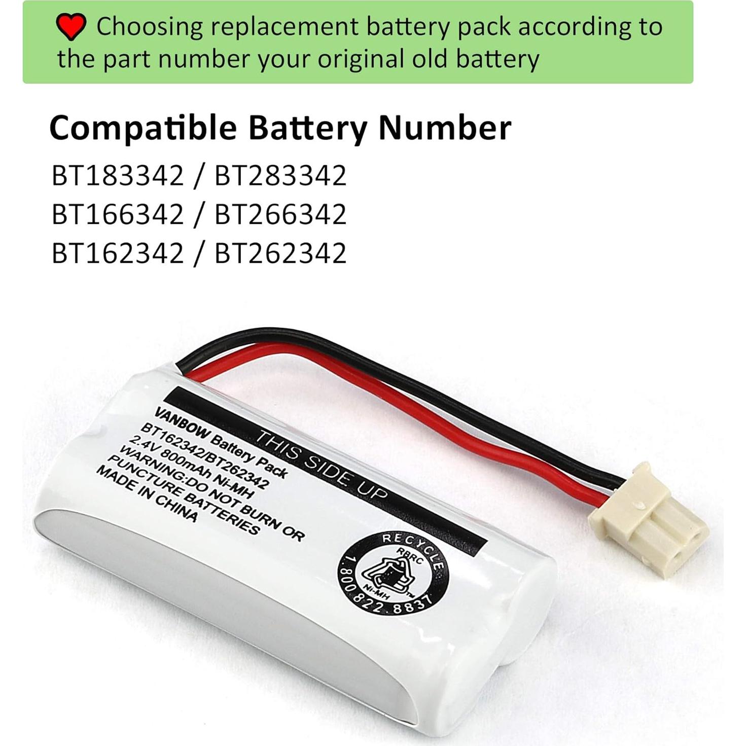 Batería Inalámbrica VANBOW 2.4V 800mAh Ni-MH Paquete 3