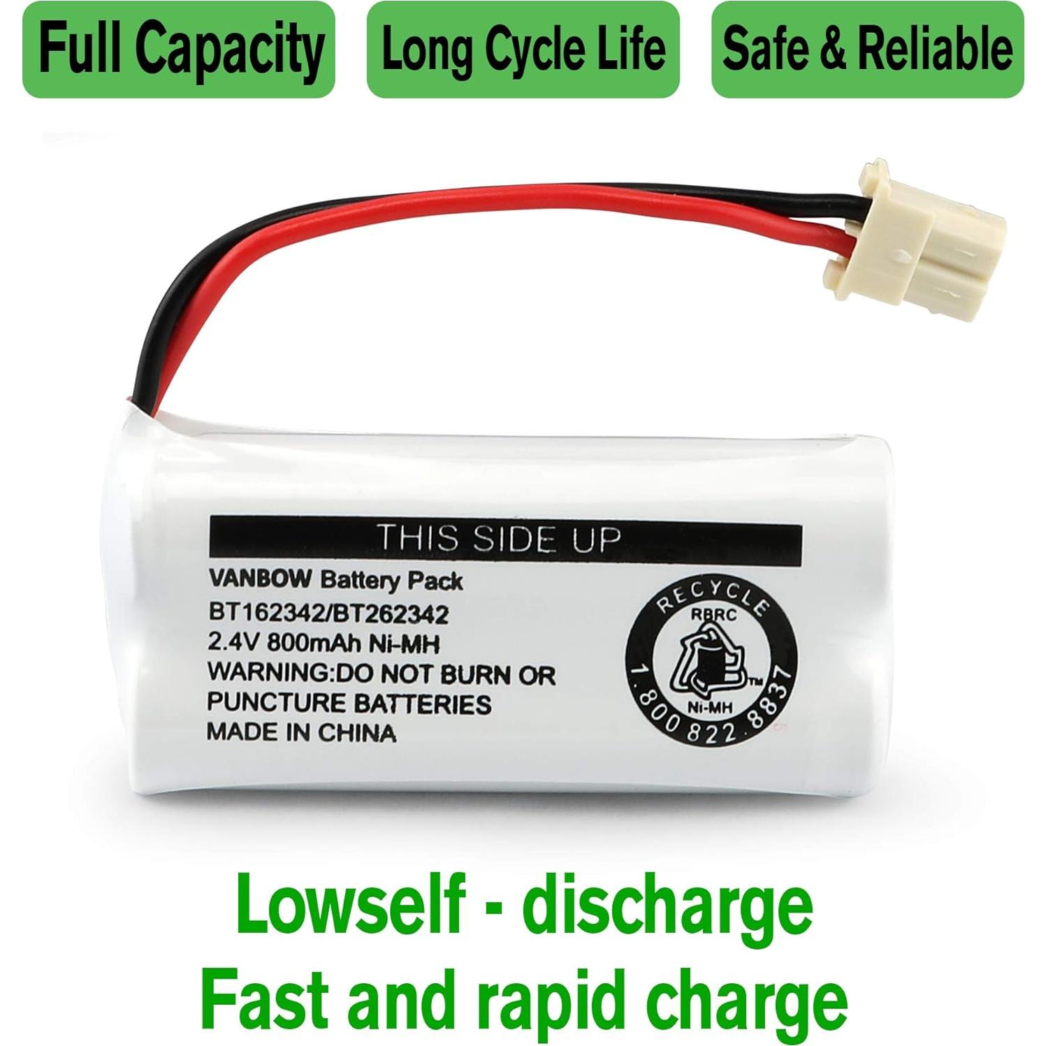 Batería Inalámbrica VANBOW 2.4V 800mAh Ni-MH Paquete 3