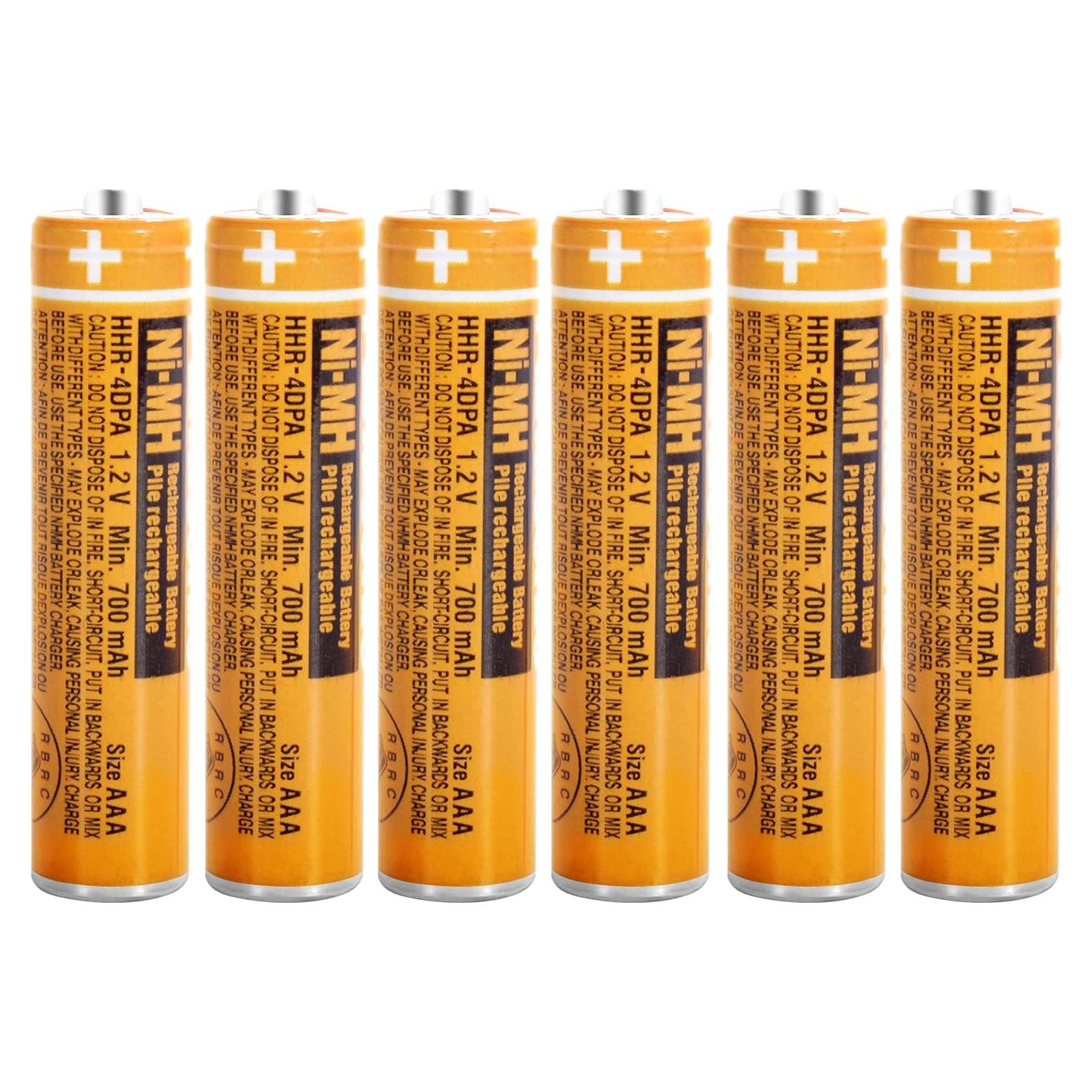Paquete de 6 Baterías Recargables AAA NiMH 700mAh Panasonic