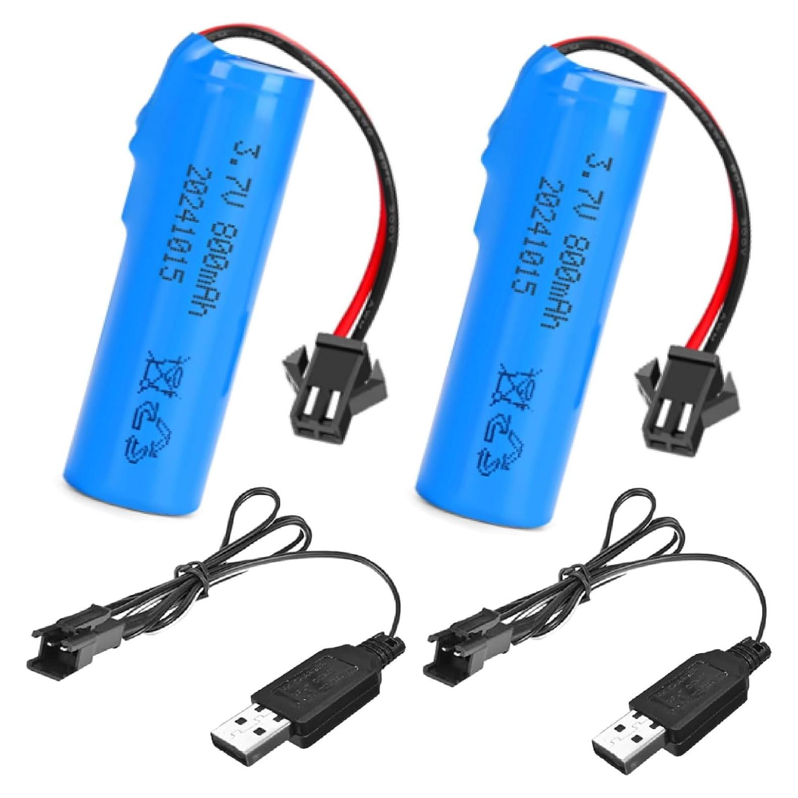 Paquete de 2 Baterías Recargables Li-ion 3.7V 800mAh Hainxc