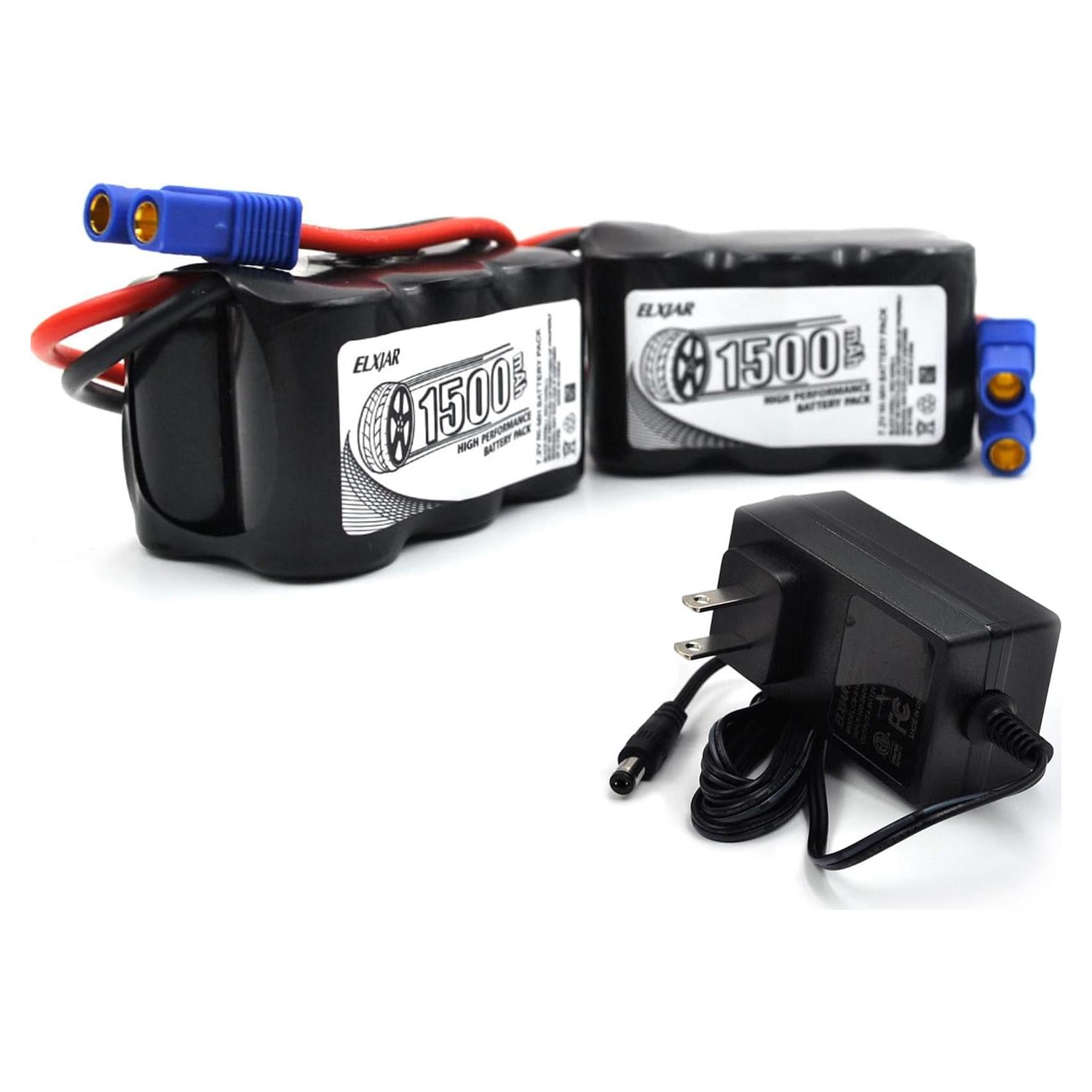 Batería Recargable NiMH 7.2V 1500mAh elxjar - Paquete de 2