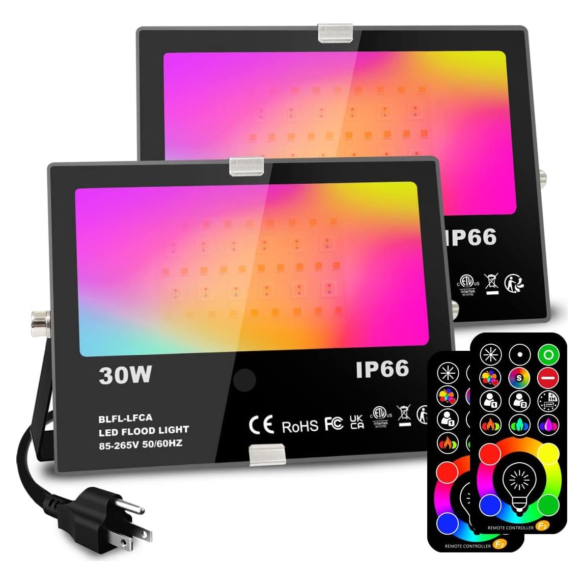MELPO Luz de Inundación LED 30W RGB + Blanco Cálido 2700K