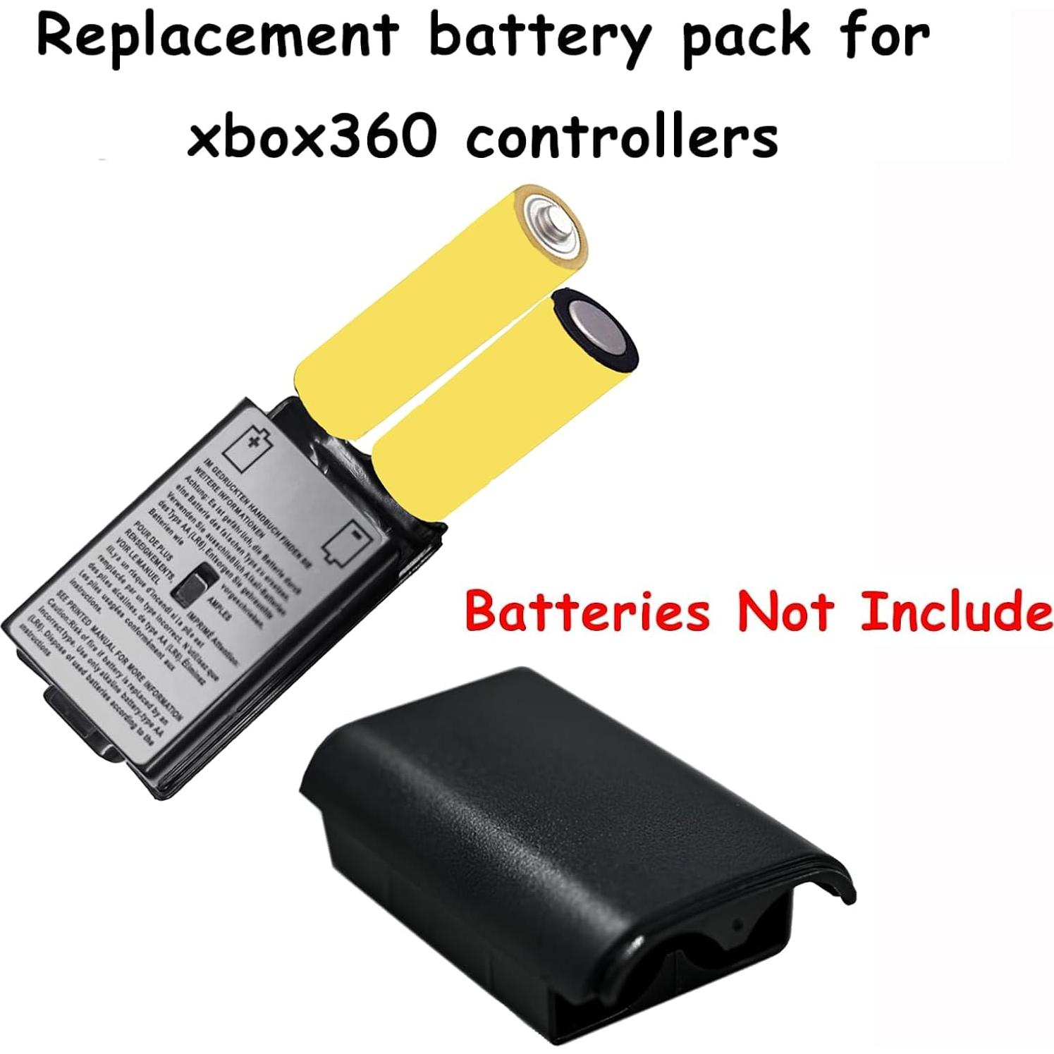 10 Cubiertas de Batería Reemplazo para Controlador Xbox 360 Negro