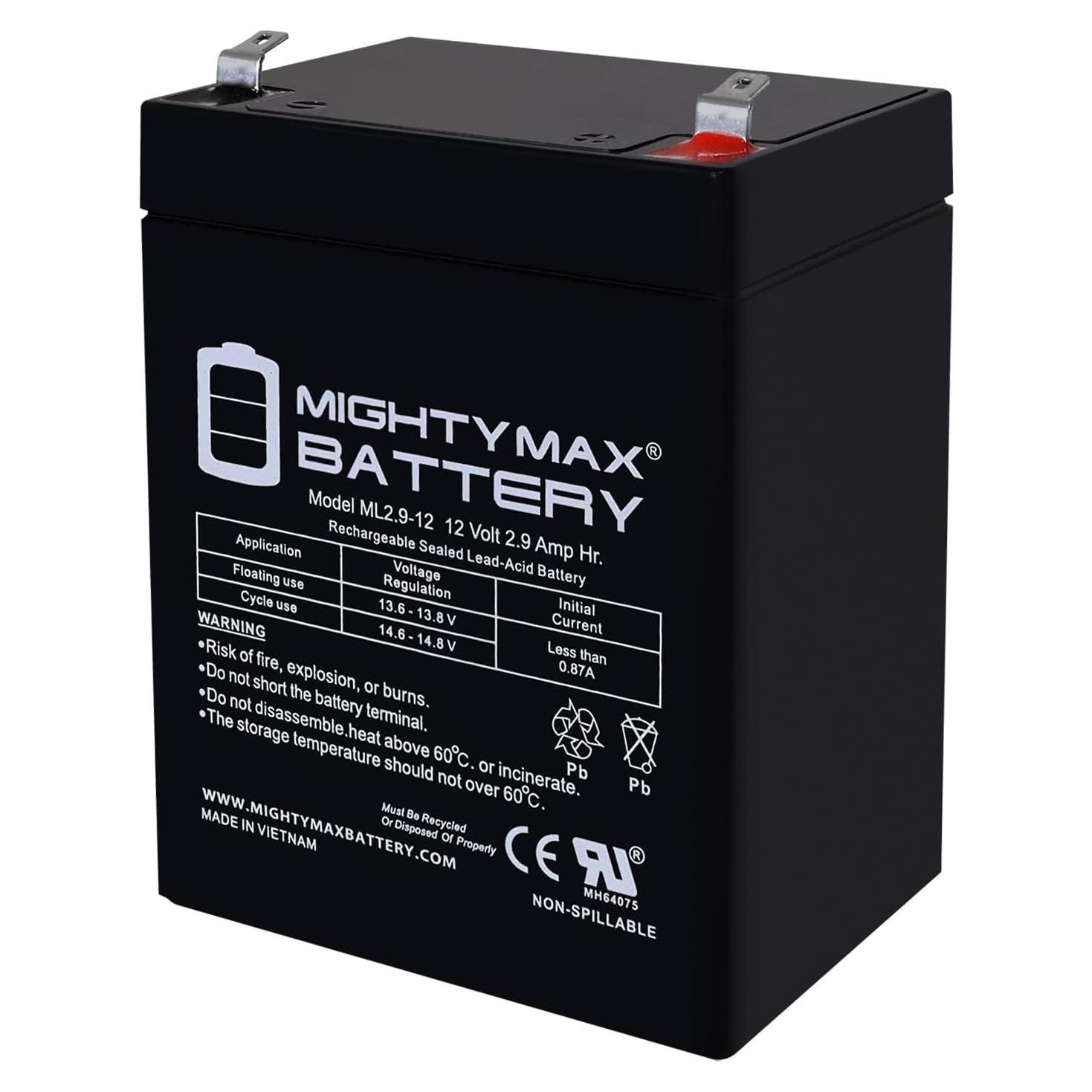 Batería recargable Mighty Max 12V 2.9AH SLA F1 para ION Audio