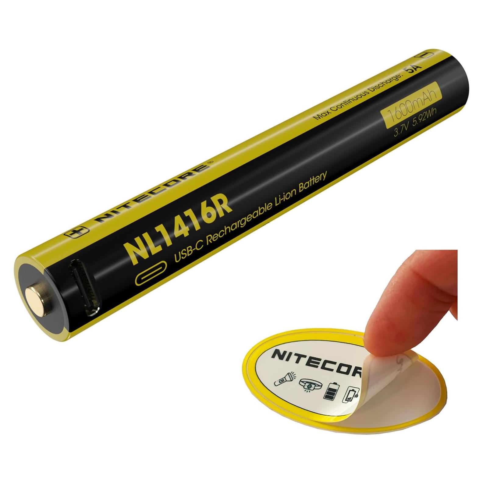 Batería recargable Nitecore NL1416R 1600mAh USB-C para linterna