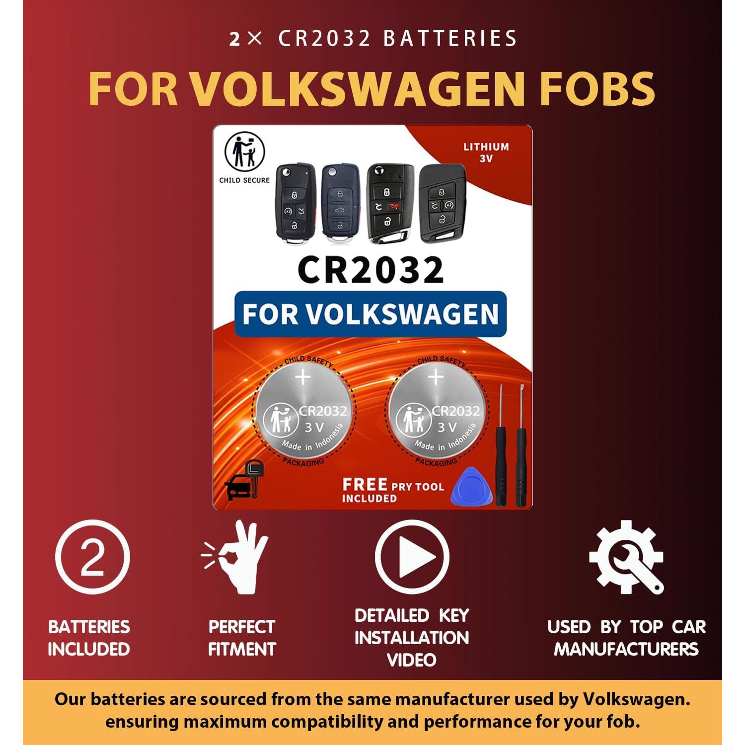 Batería de Llave Volkswagen CR2032 - 2 Piezas Compatible