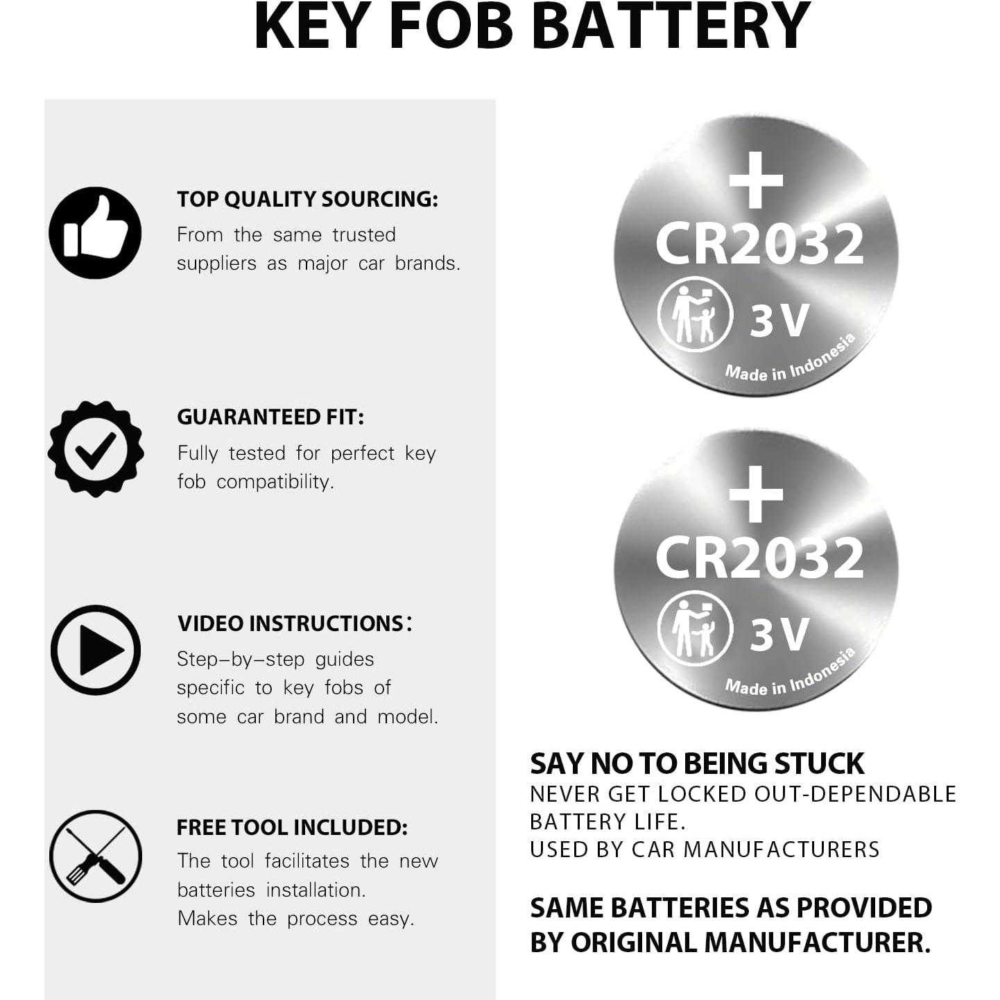 Batería de Llave Volkswagen CR2032 - 2 Piezas Compatible