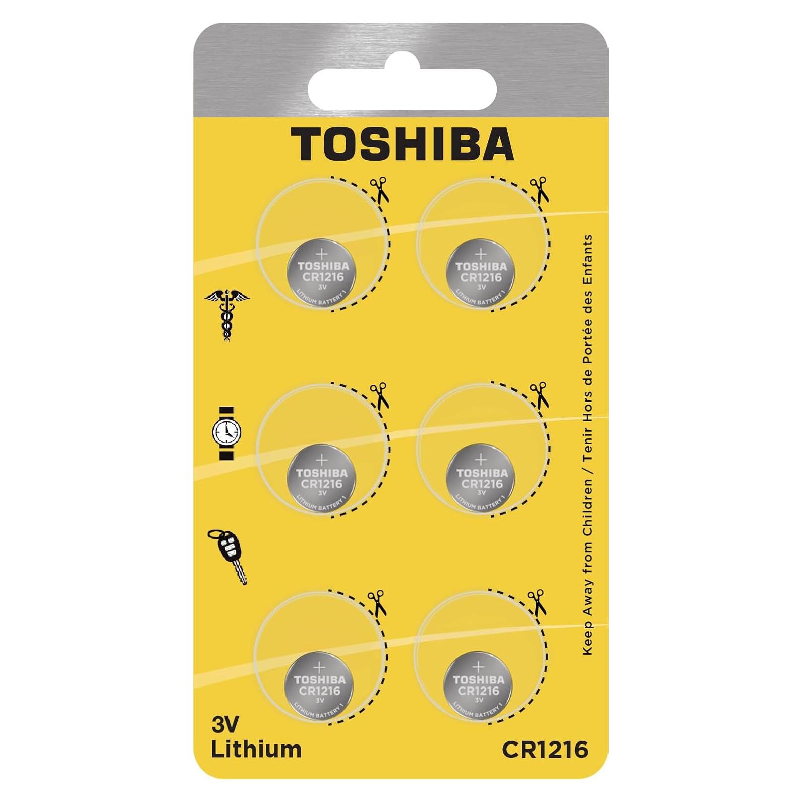 Batería de Moneda de Litio Toshiba CR1216 3V - 6 Unidades