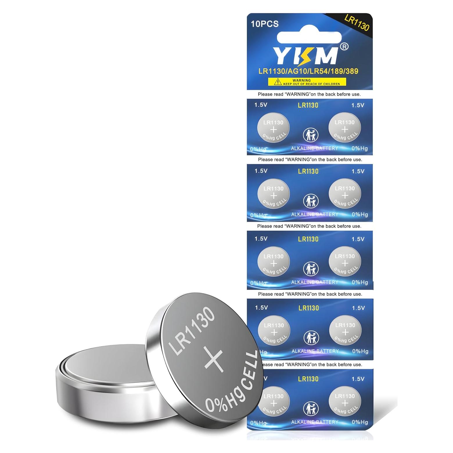 Paquete de 10 Baterías Alcalinas LR1130 YKM 1.5V para Reloj