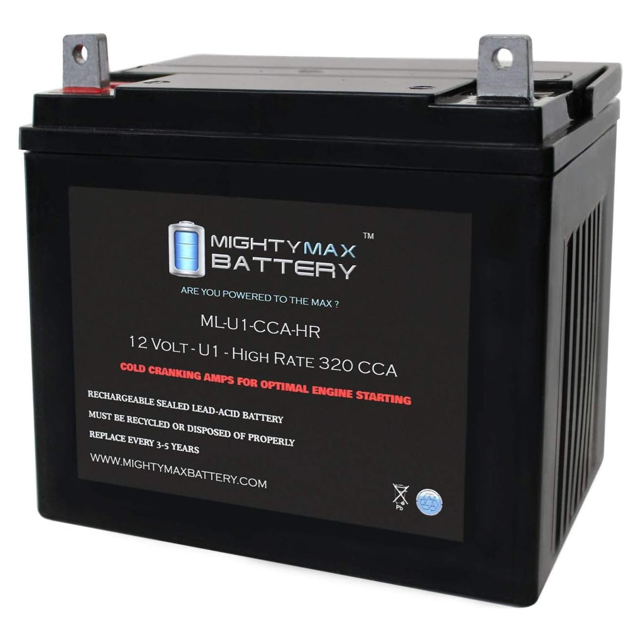 Batería Mighty Max ML-U1 12V 320CCA para cortacésped John Deere